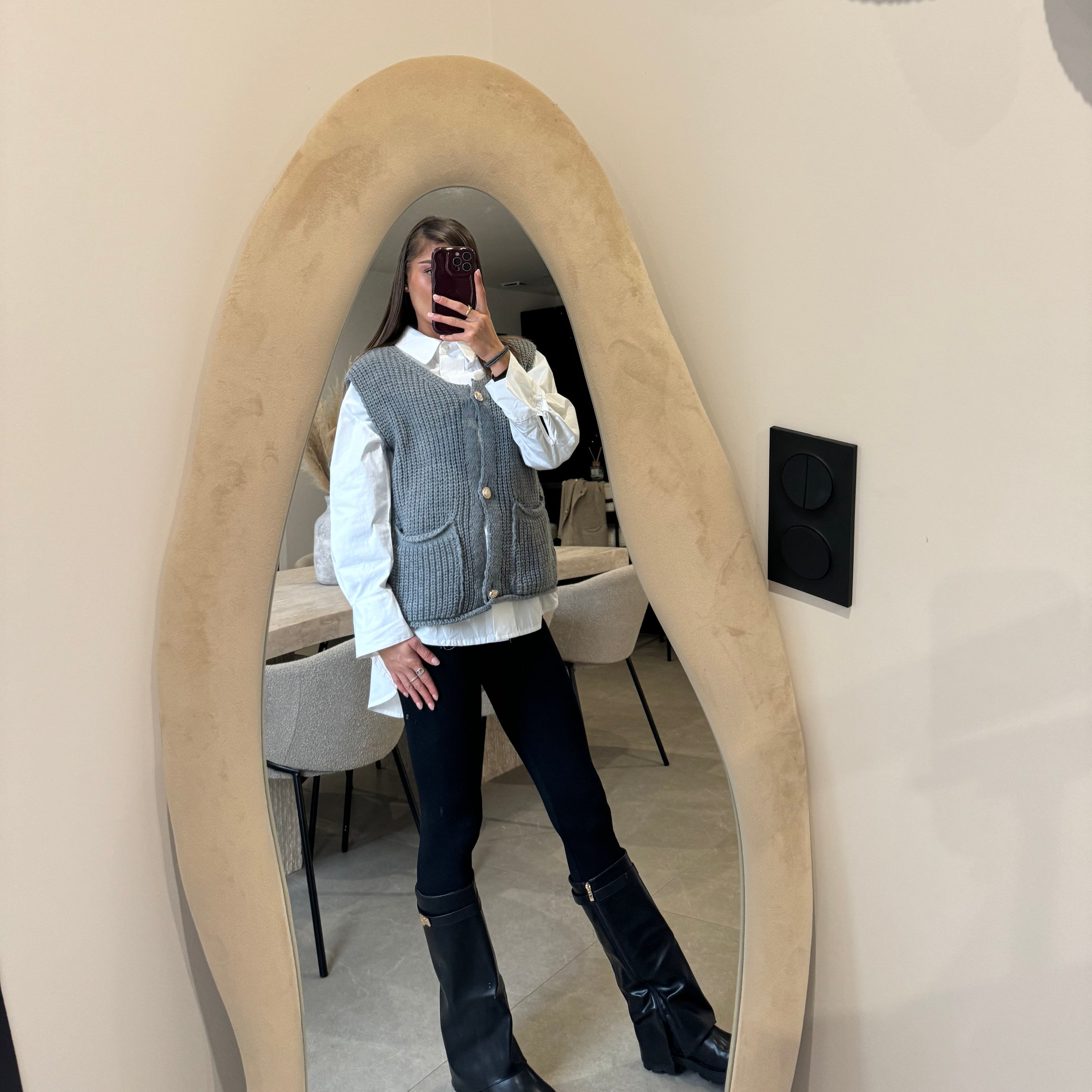 Gilet grosse maille gris