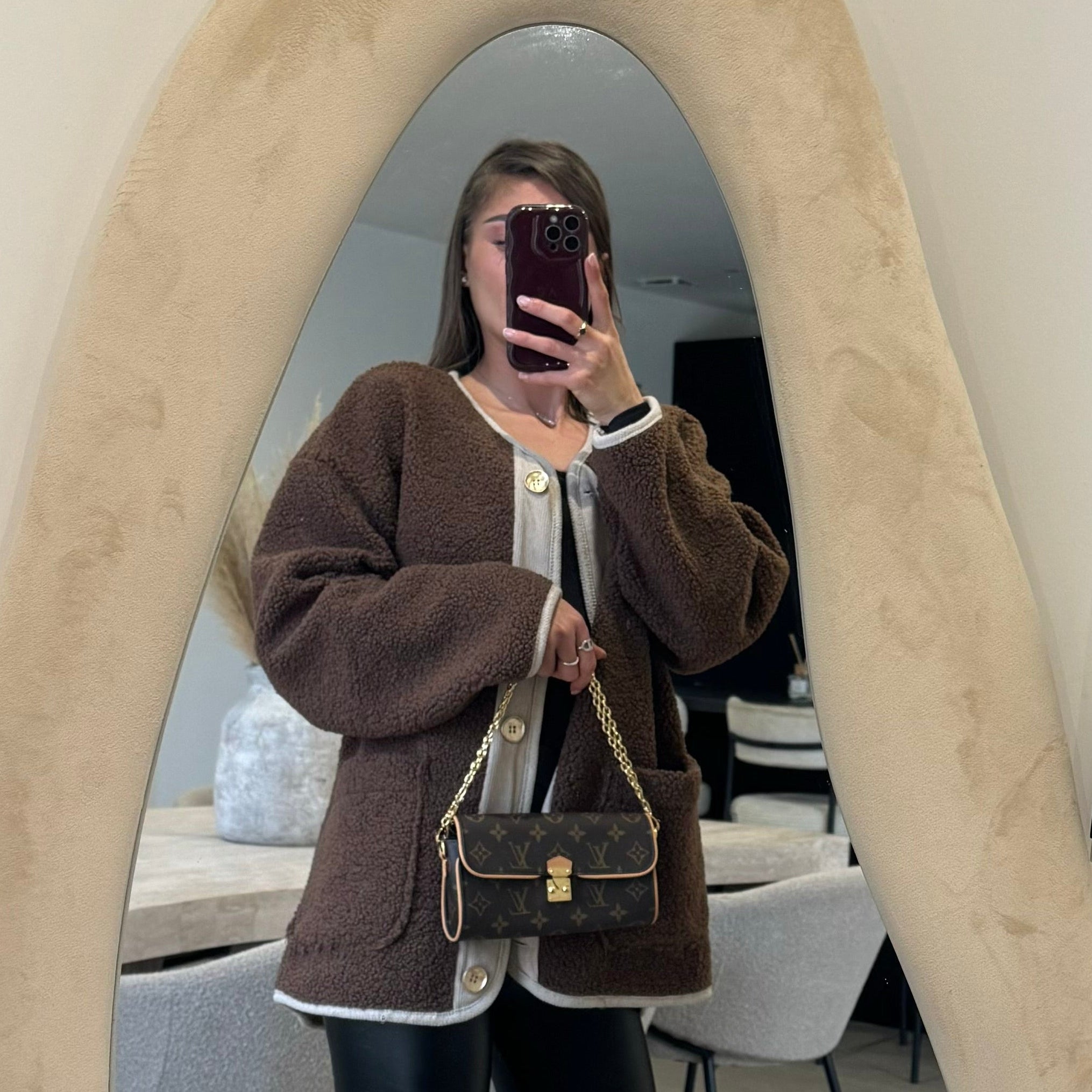 veste moumoute marron