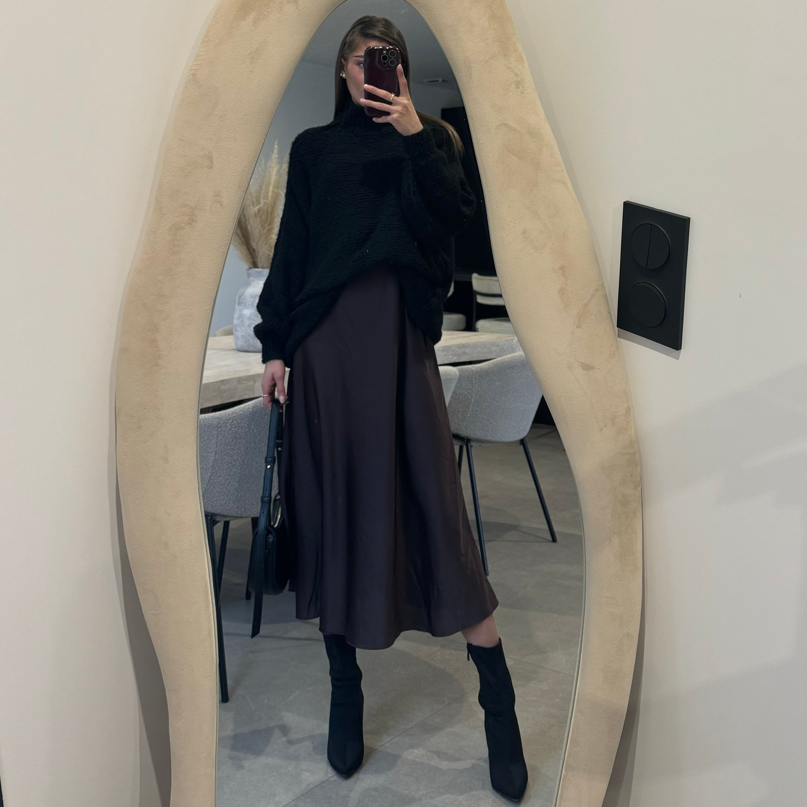 Jupe satinée Marron