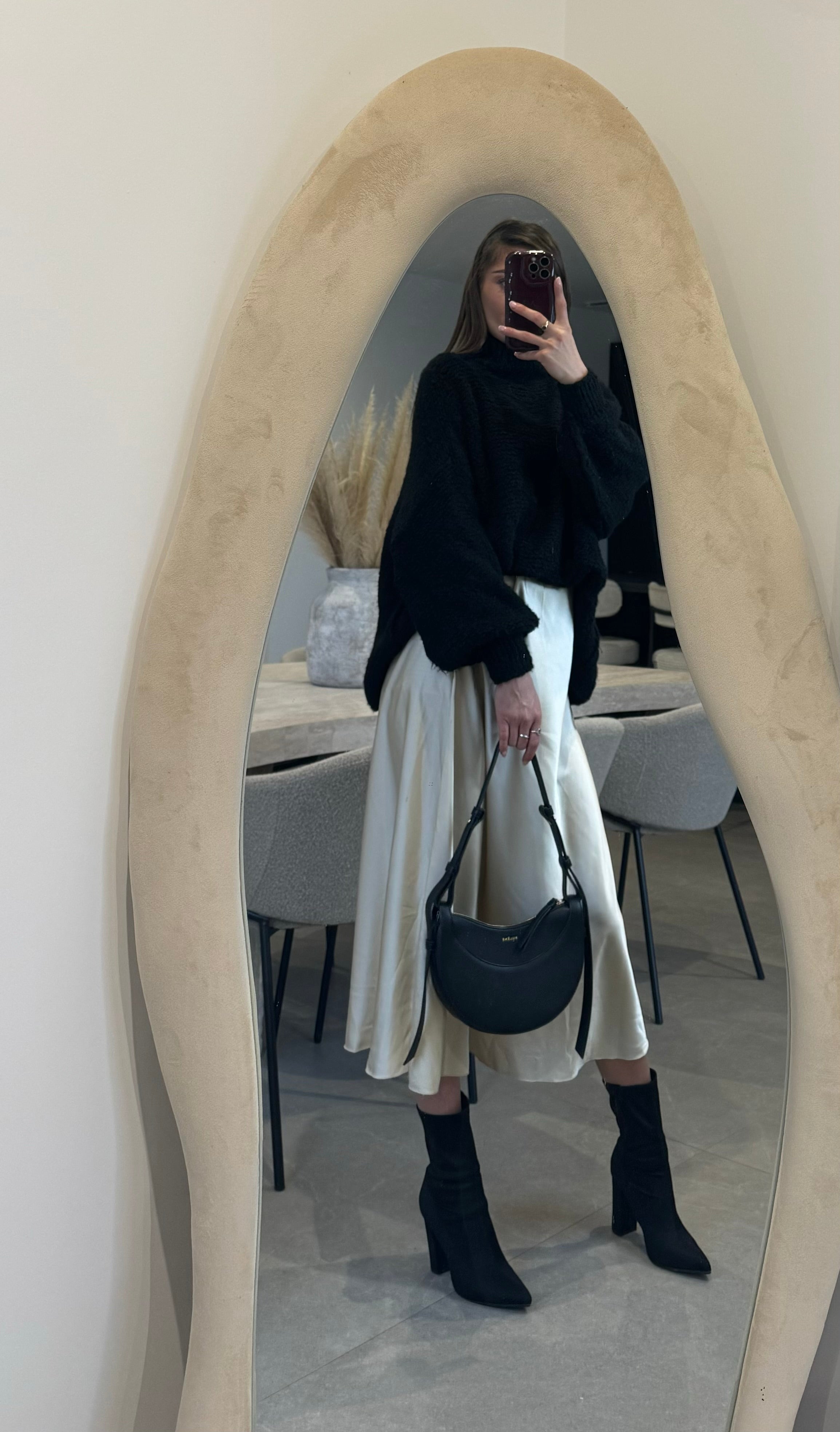 jupe satinée champagne