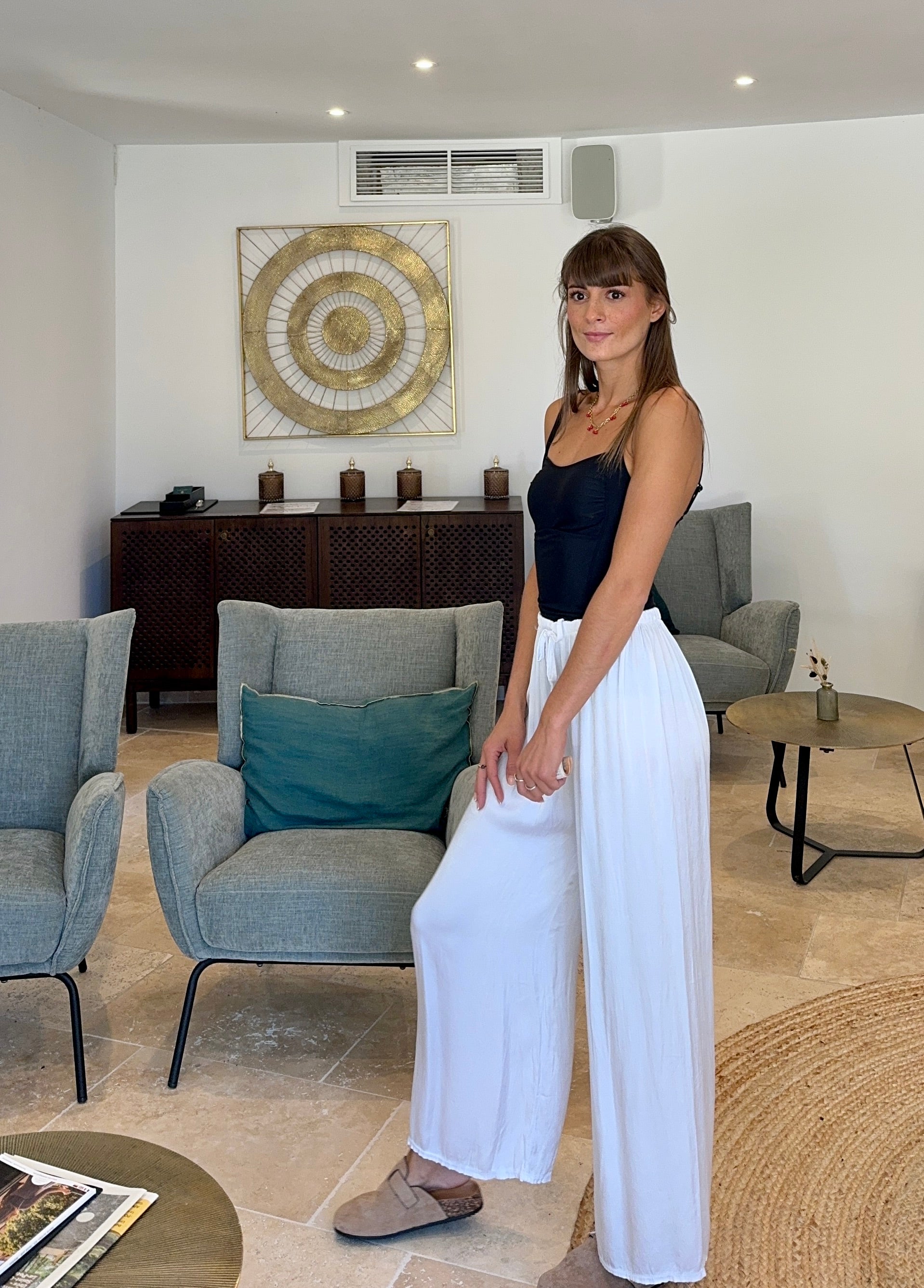 Pantalon satiné Blanc
