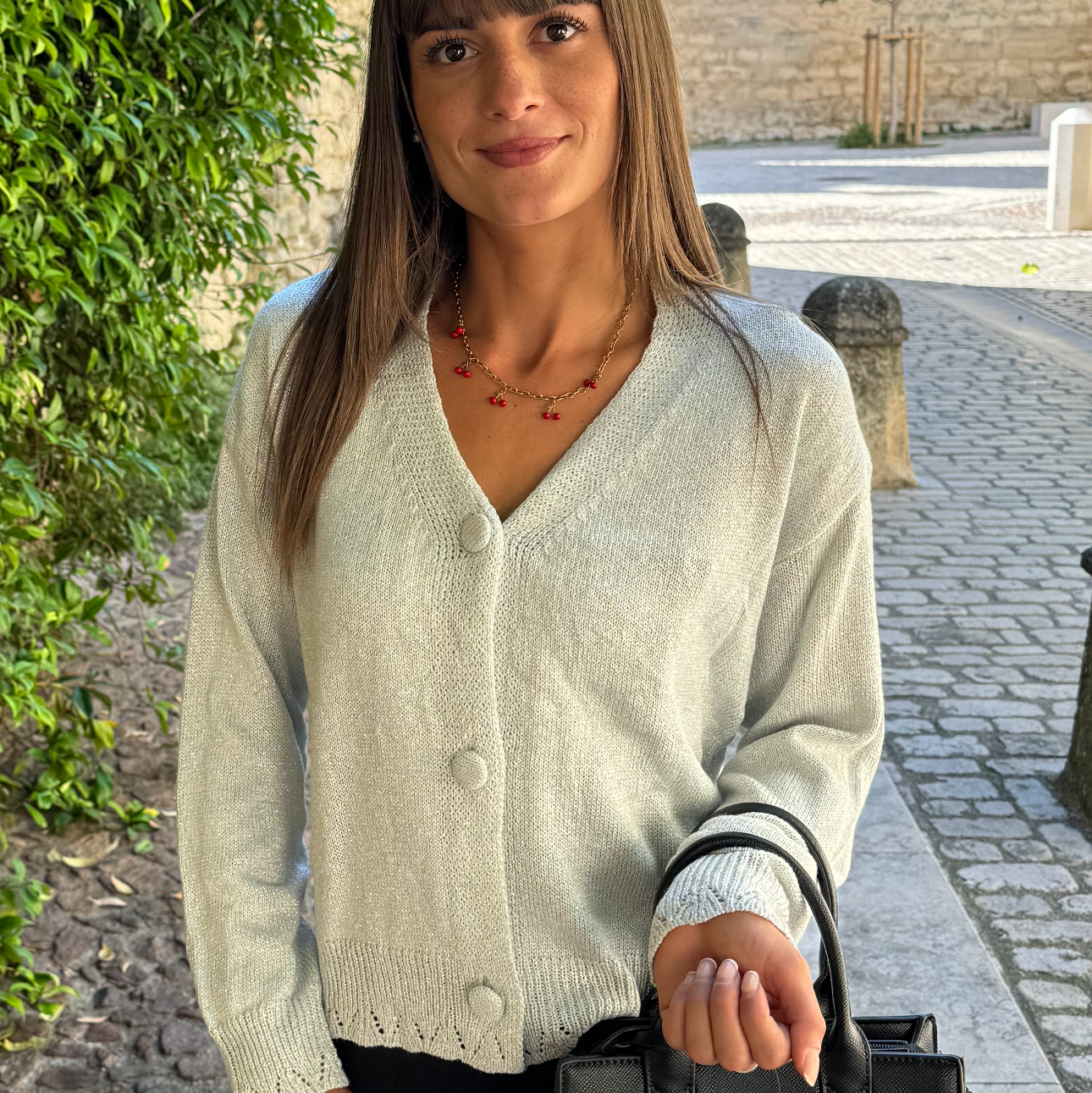 Gilet gris paillette