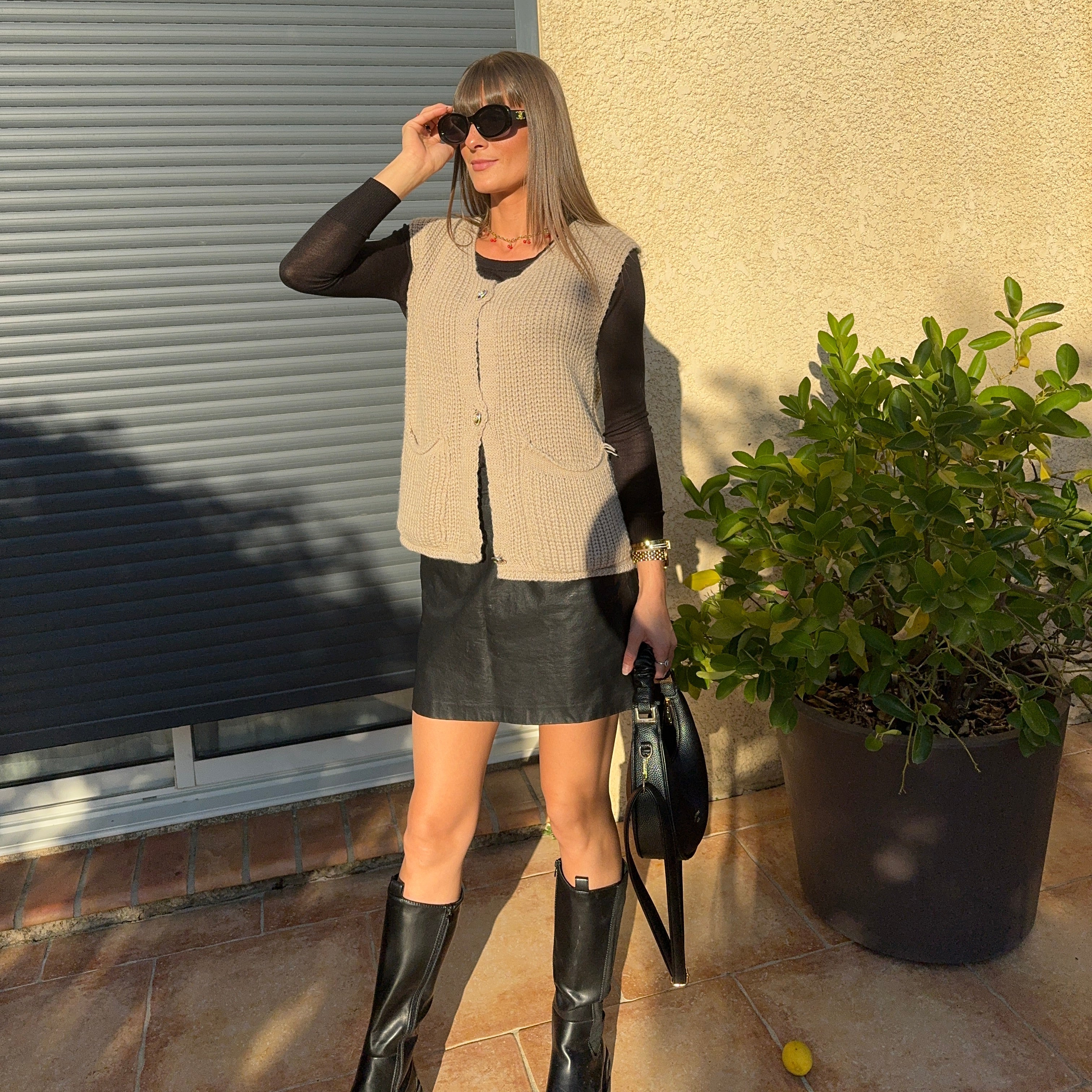 Gilet en maille épaisse beige